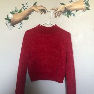 Divided mock neck sweater